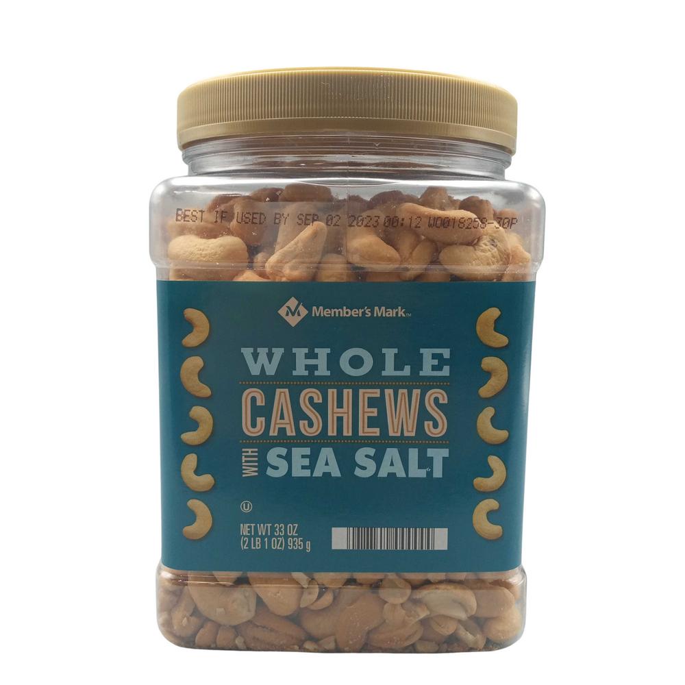 MEMBERS MARK CASHEW WH SEA SALT 34OZ 1PC