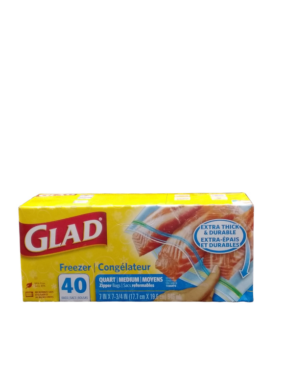 GLAD FREEZER QUART  9X40CT