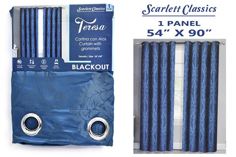 NM JACQUARD CURTAIN BLACKOUT WITH GROMMETS 54X90 BLU BA-4 