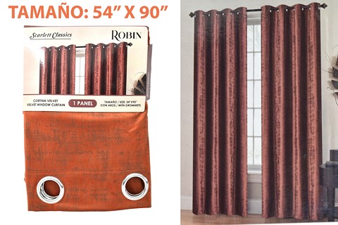 NM JACQUARD CURTAIN WITH GROMMETS 54X90 RUST BA4176 