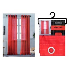 NM CHECK VOILE CURTAIN WITH GROMMETS RED CC-CH40 