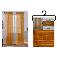 NM CHECK VOILE CURTAIN ROD POCKET GOLD L09- 