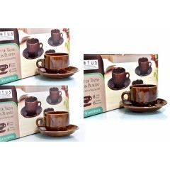 NM PROCELAIN CUP & SAUCER SET BROWN T-30 